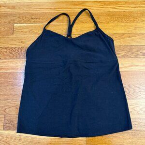 Athleta Vinyasa Support Tank Top Shelf Bra in Black - Size Medium